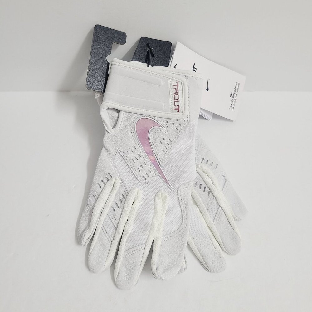Nike Trout Elite Batting Gloves N.100.0743.166.SL Size S White Gray Iridescent